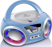 Cyberlux CD-speler met ledverlichting, hoofdtelefoonaansluiting, draagbare stereo-radio, kinderradio, stereo-installatie, USB, CD/MP3-speler, FM-radio, hoofdtelefoonaansluiting, Aux In