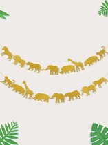 Originele Slinger  Dieren Jungle Goud glitter | Olifant – Giraffe – Neushoorn – Tijger | Vlag – Versiering – Banner – Guirlande -| Verjaardag – Feest – Party – Birthday - Verjaardag