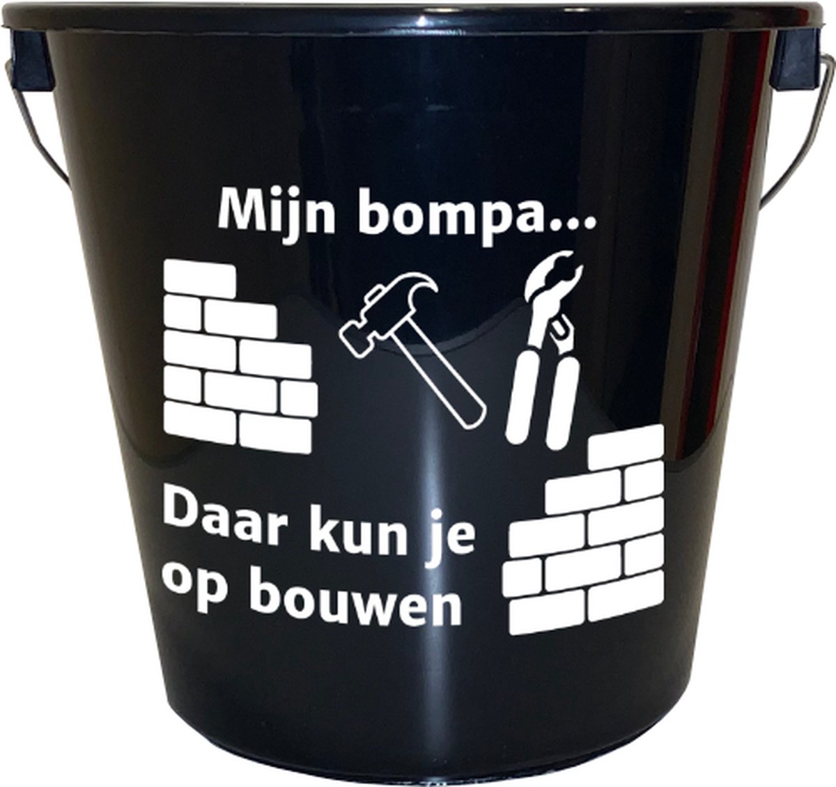 Goedkoopste Emmer - 5 liter - zwart - met tekst Mijn Bompa daar kun je op bouwen – Cadeau – Geschenk – Gift – Kado – Surprise