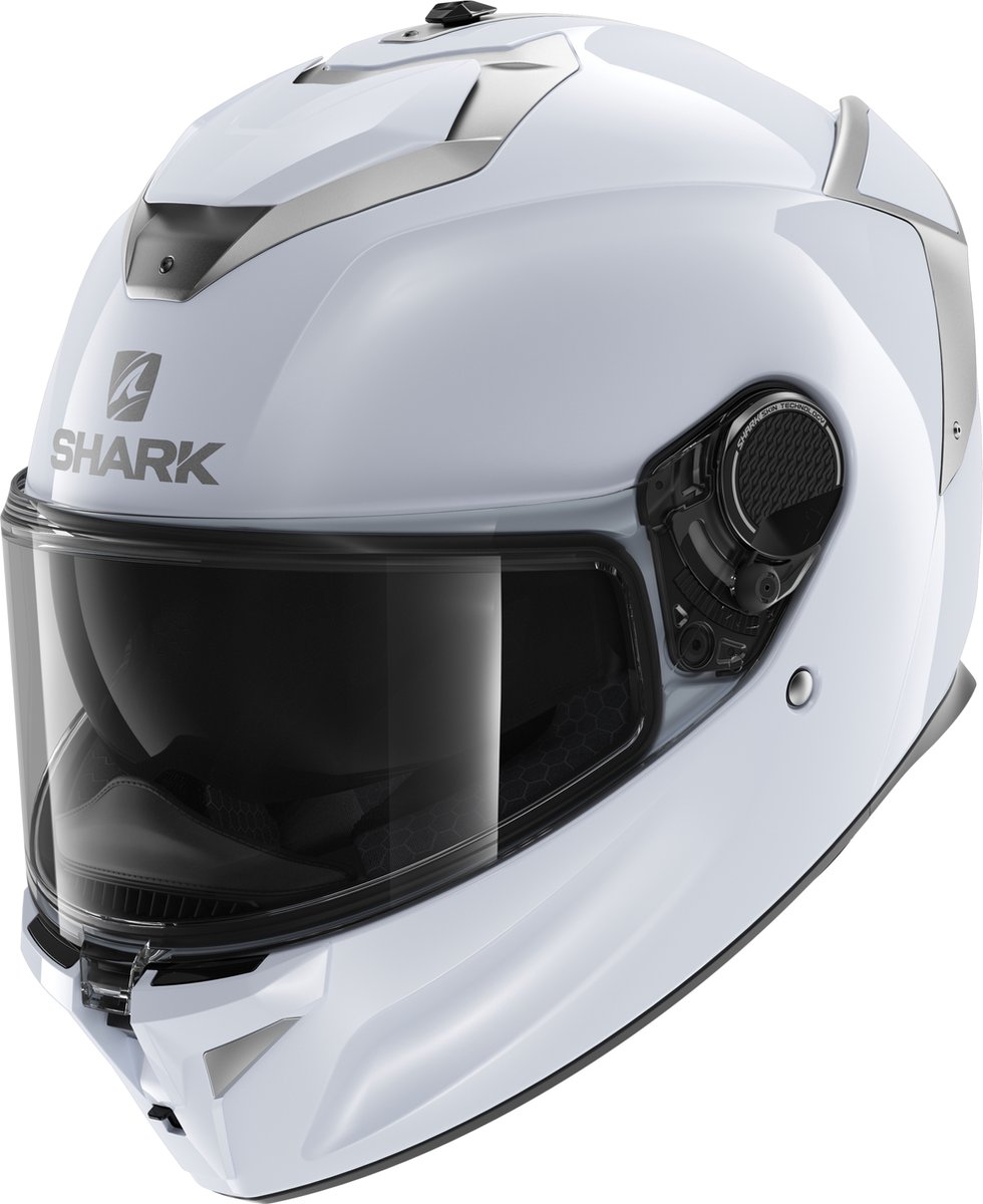 SHARK Spartan GT Blank Motorhelm Integraalhelm Wit Zilver Glans - Maat M
