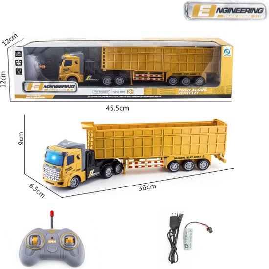 Rc Vrachtwagen met laadbak - Engineering Kiepwagen Truck - 1:46 27MHZ - afstand bestuurbaar vrachtwagen speelgoed- Oplaadbaar