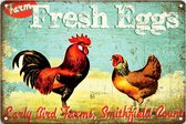 Signs-USA - Retro wandbord - metaal - Fresh Eggs - 20 x 30 cm