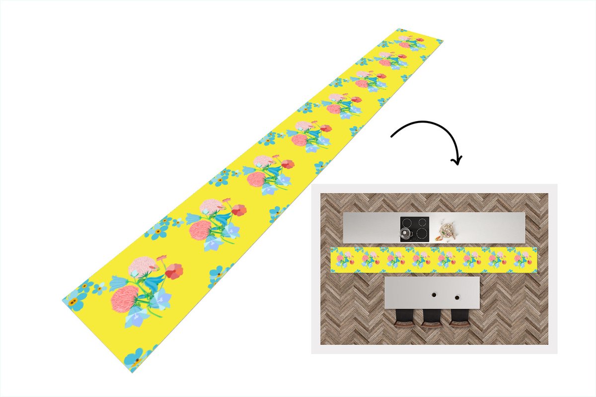 KitchenYeah Keukenloper - Keukenmat - Bloemen - Boeket - Lente - Patronen - 400x50 cm - Keuken vloerkleed Multicolor