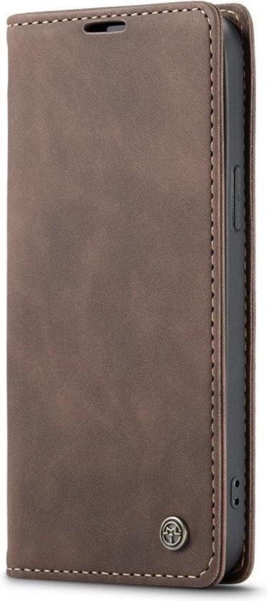CaseMe Bookcase Pasjeshouder Hoesje iPhone 12 Pro Bruin - Telefoonhoesje - Smartphonehoesje - Zonder Screen Protector