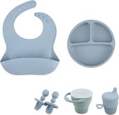 Milla Siliconen Baby Servies - 5-delige Set - Gekleurd Servies voor Kids - Kinderen en Peuter - Schattig - Blauw