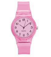 Hidzo Kinderhorloge - Transparant - Analoog - Roze - Kunststof