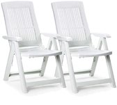 Luxiqo® Set van 2 Klapstoelen – Campingstoelen – Tuinstoelen Inklapbaar – Tuinstoel Set – Verstelbaar – Met Armleuningen – 2 Stuks – Wit – 109 x 61 x 60 cm