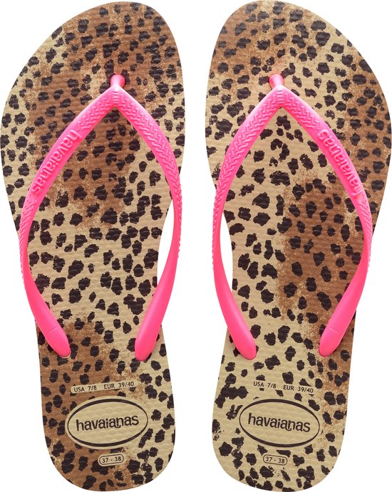 Havaianas Slim Animals Dames Slippers - Sand Grey/Pink - Maat 23/24 |  bol.com