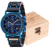 Victorious Zwart Sandalwood With Blauw Steel Wood Collections - Montre pour homme - Ø44mm