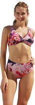 No Gossip Lange driehoekige bikini Hoge taille Roze bloemenpatroon op de borst MULTICOLOR 40