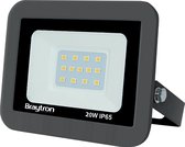 Braytron LED Buitenlamp Schijnwerper  Breedstraler Floodlight -Grijs -Waterdicht IP65 -20W - 3000K Warm wit licht