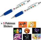 Pokémon Balpen (2 stuks) 14 cm + 5 Pokémon Stickers {Pokemon Pennen voor school of kantoor | Extra leuk speelgoed voor kinderen jongens meisjes | Pikachu, Charmander, Squirtle, Bulbasaur, Cha