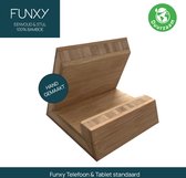 Funxy Telefoon & Tablet standaard - handgemaakt - bamboe - hout - telefoon houder - ipad houder - ipad standaard - tablet houder