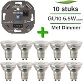 10 Pack Lybardo Master LED GU10 Dimbaar 5.5W 2200K + Lybardo ITEC 0-175W LED Dimmer Fase Afsnijding