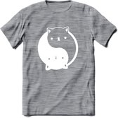 Ying Yang Kat - Katten T-Shirt Kleding Cadeau | Dames - Heren - Unisex | Dieren shirt | Grappig Verjaardag kado | Tshirt Met Print | - Donker Grijs - Gemaleerd - 3XL