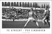 Walljar - FC Utrecht - PSV Eindhoven '81 - Zwart wit poster met lijst