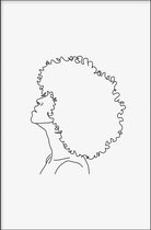 Walljar - Afro Woman Line Art - Muurdecoratie - Poster