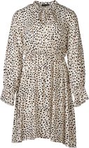 Dames midi jurk lm panterprint kraag met strik -  wit/zwart/beige | Maat One size