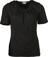 Dames korte mouwen shirt plooien zwart | Maat XL