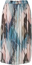 Dames plisse rok elastische tailleband vastzittende ceintuur gouden gesp -designprint - kort - zwart/petrol/zalm | Maat L-XL