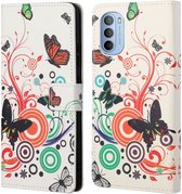 Motorola Moto G31/G41 Hoesje Portemonnee Book Case met Vlinder Print