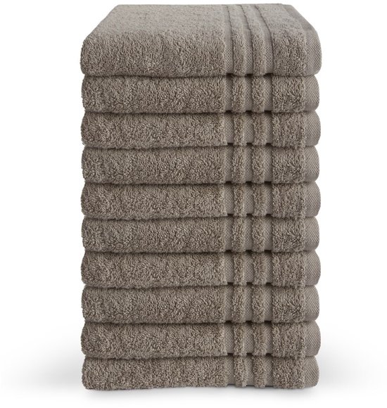 Byrklund handdoeken 50 x 100 - set van 10 - 100% Katoen - Hotelkwaliteit - Zacht en Absorberend - Taupe