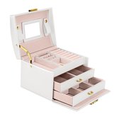 Juwelendoosje - Juwelendoosje - Organisator - Make-up houders - Display - 3 Laags - Fluwelen PU - Wit