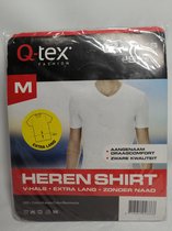 Q-Tex - Heren T-Shirt - Extra Lang - V-Hals -  Mooie Kwaliteit -Zonder Naad -  Maat M - Kleur Zwart -  Voordeel Set 4 Stuks