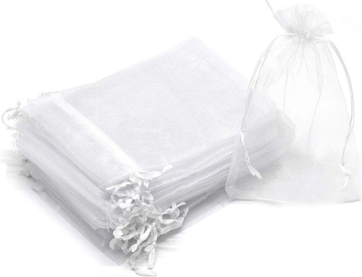Fako Bijoux® - Organza Zakjes - 10x15cm - Feestzakjes - Snoepzakjes - Cadeauzakjes - Uitdeelzakjes - Sieradenzakjes - Wit - 20 Stuks op Prijzenvolger.com