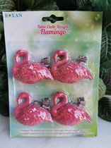 Tafelkleedgewichtjes  extra zwaar in de vorm van 4 roze flamingo's