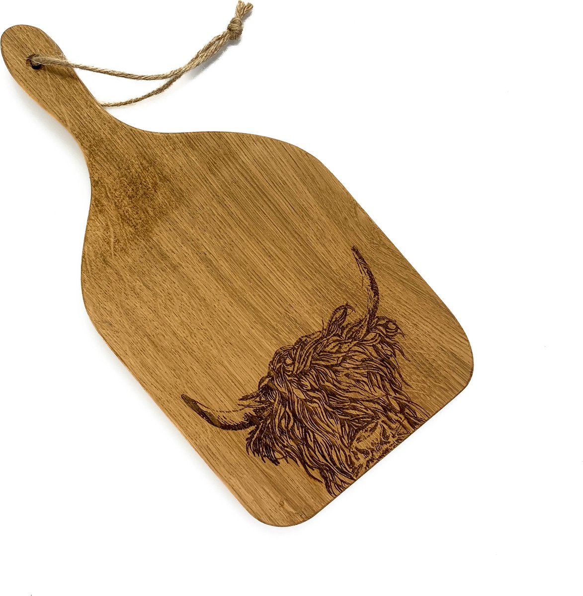 Serveerplank Peddel Schotse Hooglander Small - 30x15 - Schots Eikenhout - Scottish Made