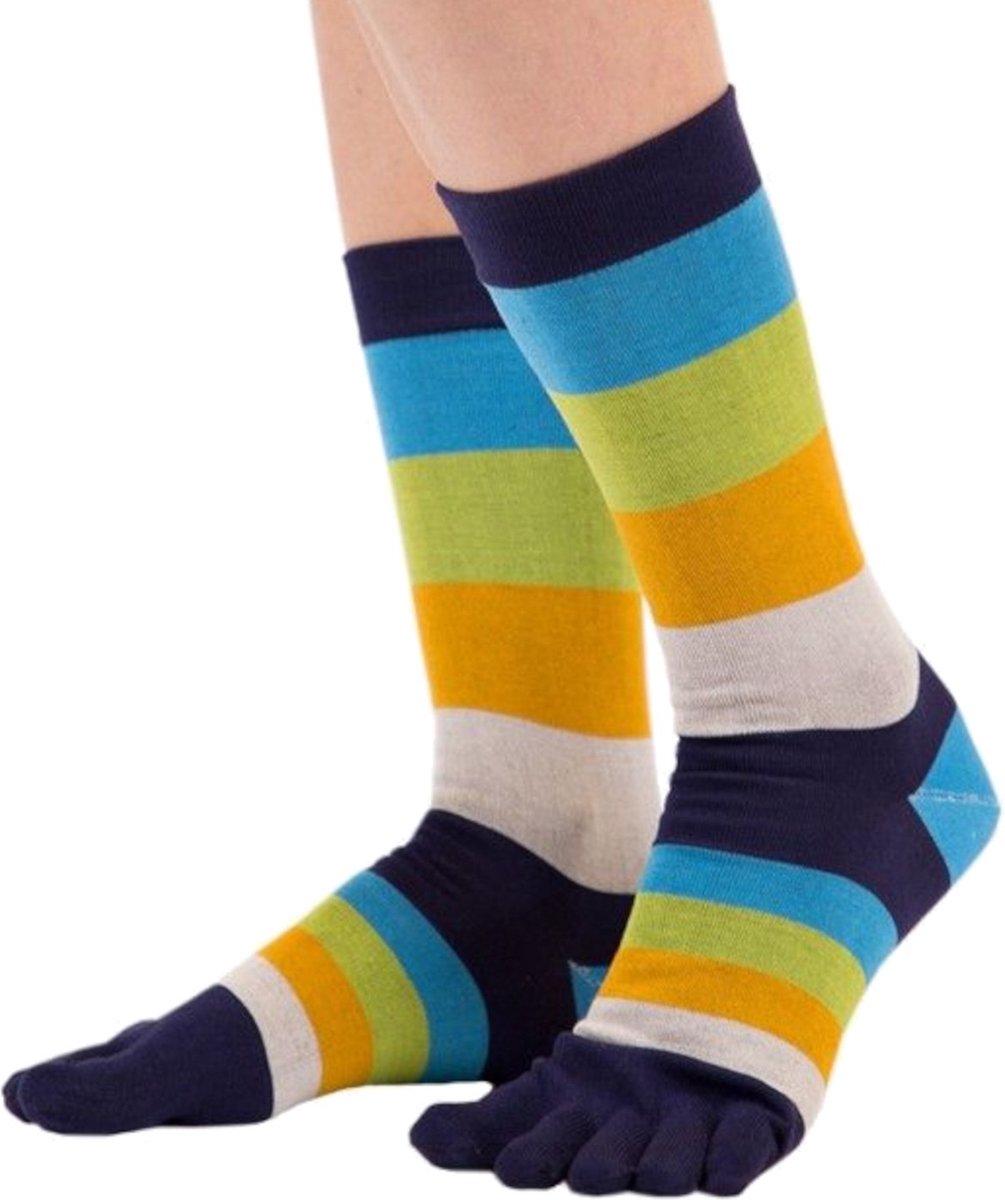 TOETOE Everyday Mid-Calf Heren teensokken - Korenbloemblauw - 41-48 - Teensokken