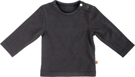 MXM Baby Longsleeve- Bruin- Katoen- T-shirt lange mouw- Groen- Gestreept- Maat 92