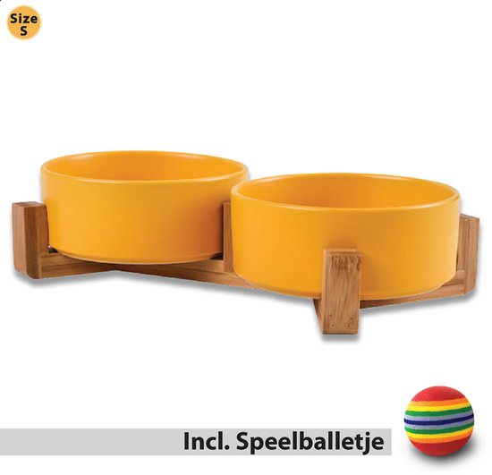Doufy - Voerbak - Drinkbak - 2x400 ML - Keramiek maat S - Hond en Kat - Vaatwasserbestendig