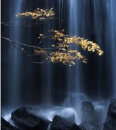 Sanders & Sanders fotobehang waterval donkerblauw, zwart en okergeel - 601028 - 3.6 x 2.7 m