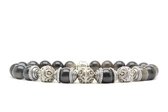 Beaddhism - Armband - Rioja - Triple Kashmir Caps - Zilver - 8 mm - 18 cm