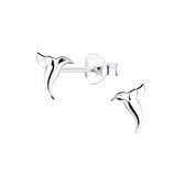 Joy|S - Zilveren vogel oorbellen - kolibri oorknopjes - 6 x 7 mm