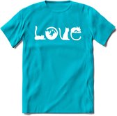 Cat Love - Katten T-Shirt Kleding Cadeau | Dames - Heren - Unisex | Kat / Dieren shirt | Grappig Verjaardag kado | Tshirt Met Print | - Blauw - S