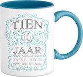 10 Jaar Legendarische Gebrouwen Mok met tekst | Blauw - Zilver | Grappig Verjaardag Beker Cadeau | Bedrukte Mokken | Blauw | 330 ML
