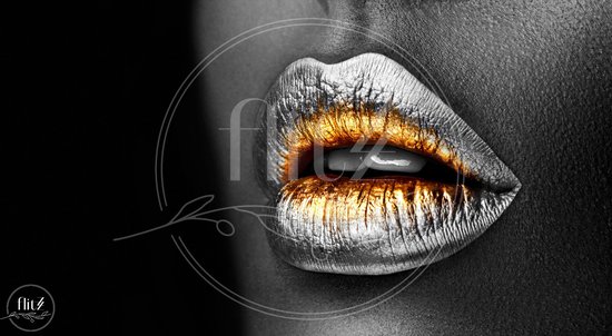 100% Nederlandse Productie! │ Flitzz Diamond Painting │ Golden & Silver Lips │ Formaat 90 x 50 cm │ Diamond Painting Pakket Volwassen │ Volledige bedekking │ Vierkant │ Full │ 79 kleuren