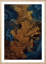 Poster Met Eiken Lijst - Marineblauwe Gold Poster