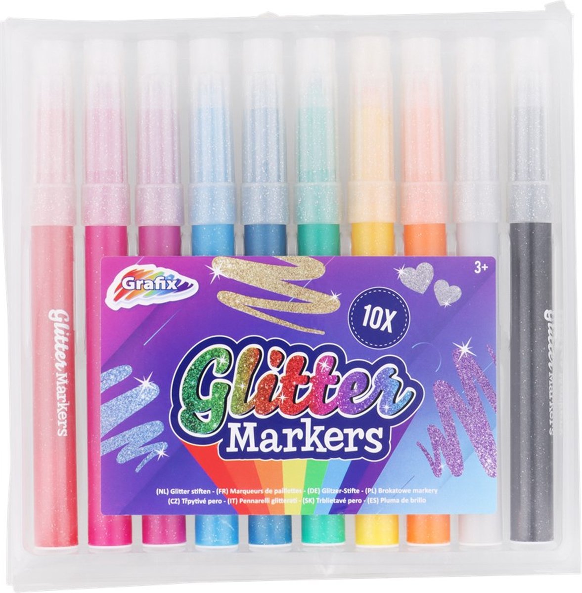 Gelpennen Glitter in etui 10 stuks