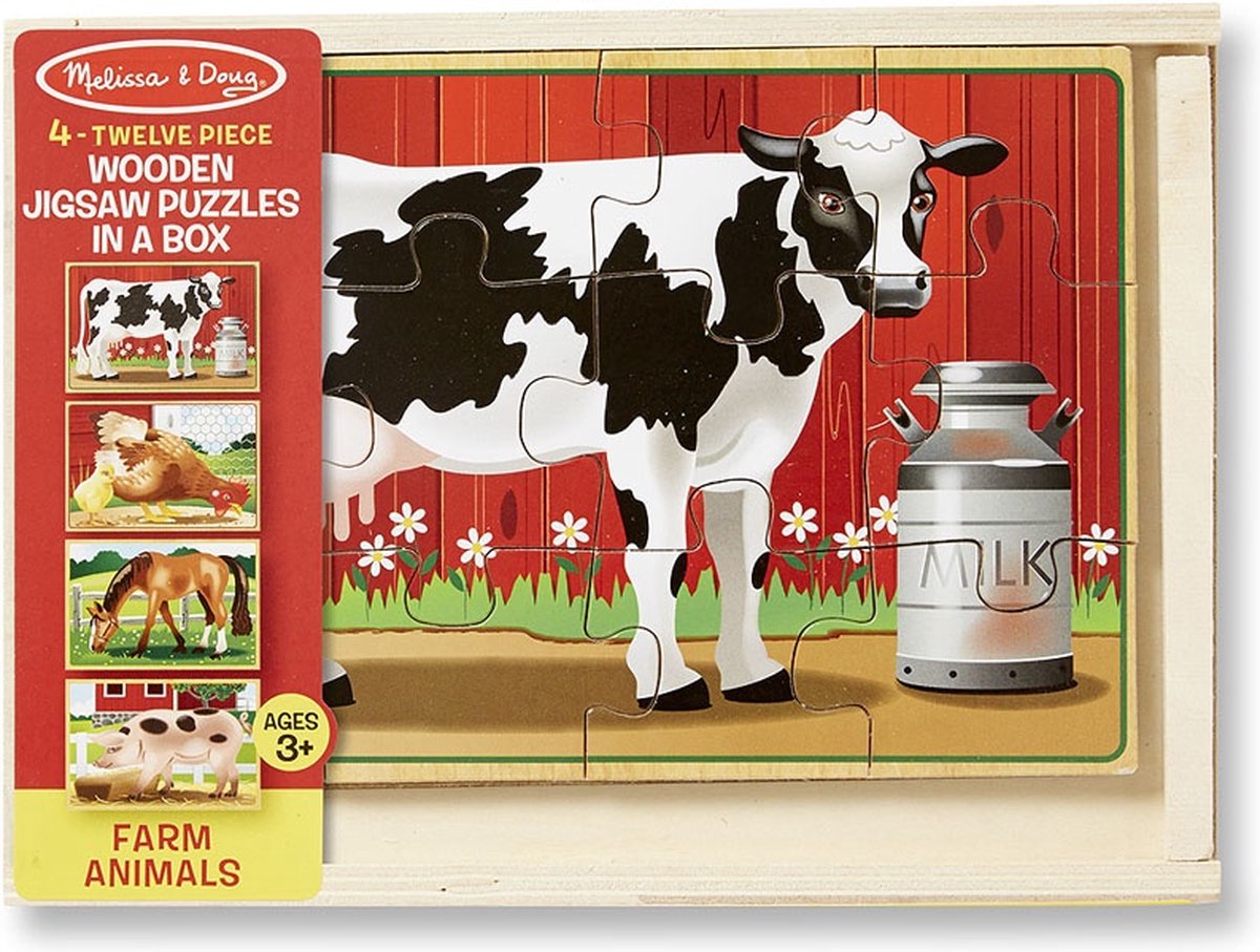 Melissa & Doug Legpuzzel Boederijdieren Junior Hout 4 Stuks