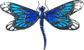 Libelle | metaal & glas | industrieel | blauw | XL | 24x38cm