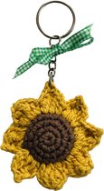 Luna-Leena duurzame zonnebloem sleutelhanger van bio katoen - geel - hand gehaakt in Nepal - tashanger - sunflower keychain - van Gogh sunflower - gehaakte bloem - kado - cadeau - decoratie - moederdag