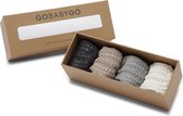 GoBabyGo Combo Box - bamboe antislip sokjes / Sand, Grey Melange, Dark Grey Melange, Off White - 6-12m / 17-19