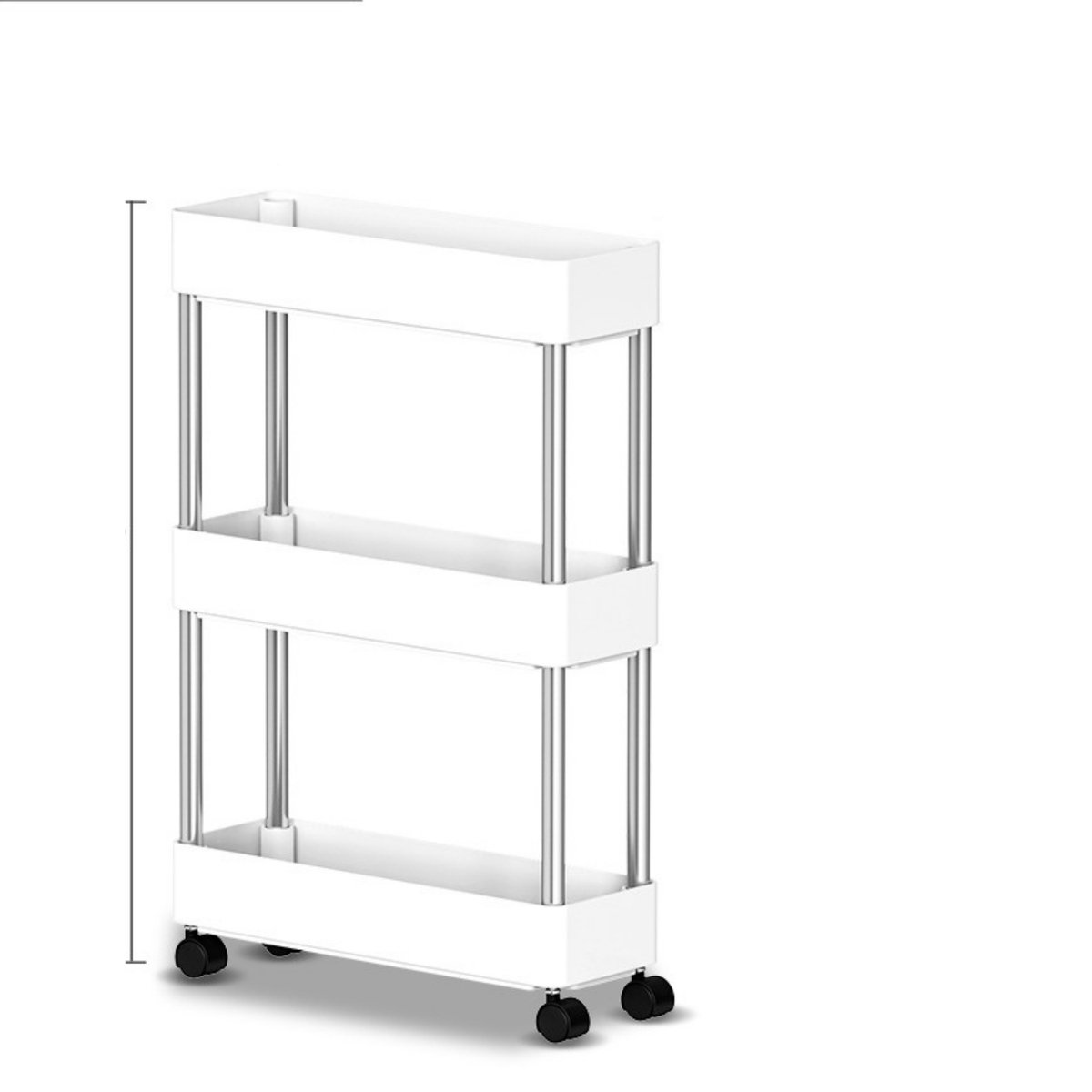Opbergrek - Kruidenrek - Met Wieltjes - Opbergkast - Meubels - 3 Laags - Opbergkast - Op wielen - Opslag - Interieur