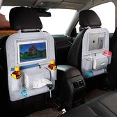 Case2go - Organisateur de voiture avec support pour tablette - Organisateur de siège auto avec support de téléphone et porte-gobelet de voiture - Grijs clair