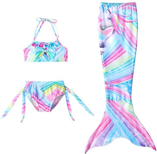 Zeemeerminstaart met bikini set - zonder monovin - Mermaid staart Shine Bright - Unicorn - Maat 128/134 - Merkloos