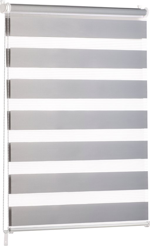 Blumtal Gestreepte Gordijnen - Transparante Rolgordijnen - Kant en Klaar - 90 x 195cm, Lichtgrijs - Set van 1